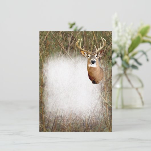 Rustic Camo Hunting Deer Antlers Blank Invitting Kaart (Staand voorkant)