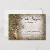 Rustic Camo Hunting Deer Antlers Weddenschap RSVP (Voorkant)