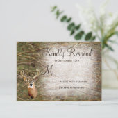 Rustic Camo Hunting Deer Antlers Weddenschap RSVP (Staand voorkant)