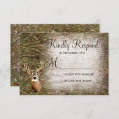 Rustic Camo Hunting Deer Antlers Weddenschap RSVP (Voorkant / Achterkant)