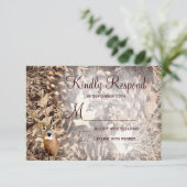 Rustic Camo Hunting Deer Antlers Weddenschap RSVP (Staand voorkant)