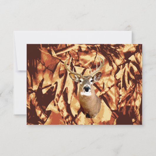 Rustic Camo Hunting Deer Antlers Weddenschap RSVP (Achterkant)