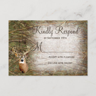 Rustic Camo Hunting Deer Antlers Weddenschap RSVP Kaartje
