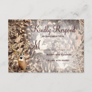 Rustic Camo Hunting Deer Antlers Weddenschap RSVP Kaartje