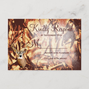 Rustic Camo Hunting Deer Antlers Weddenschap RSVP Kaartje