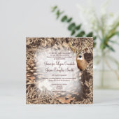 Rustic Camo Hunting Deer Antlers Wedding Invites Kaart (Staand voorkant)