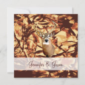 Rustic Camo Hunting Deer Antlers Wedding Invites Kaart (Achterkant)