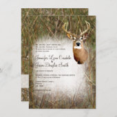 Rustic Camo Hunting Deer Antlers Wedding Invites Kaart (Voorkant / Achterkant)