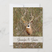 Rustic Camo Hunting Deer Antlers Wedding Invites Kaart (Achterkant)