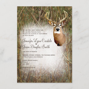 Rustic Camo Hunting Deer Antlers Wedding Invites Kaart