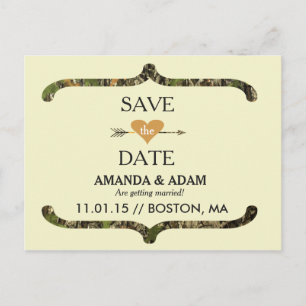 Rustic Camo Save the Date Briefkaart Aankondiging