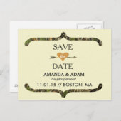 Rustic Camo Save the Date Briefkaart Aankondiging (Voorkant / Achterkant)