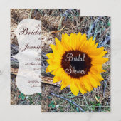Rustic Camo Sunflower Bridal Shower Invitations Kaart (Voorkant / Achterkant)
