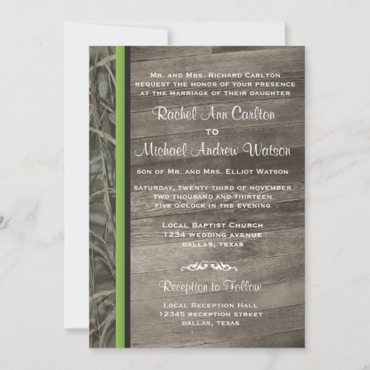Rustic Camo Wedding Invitations Kaart (Voorkant)