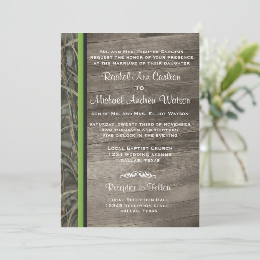 Rustic Camo Wedding Invitations Kaart (Staand voorkant)