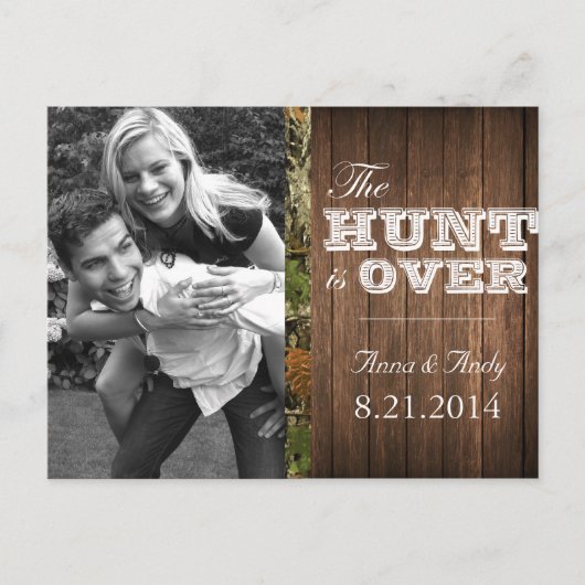 Rustic Camo Wood Save The Date Wedding Briefkaart (Voorkant)