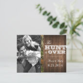 Rustic Camo Wood Save The Date Wedding Briefkaart (Staand voorkant)