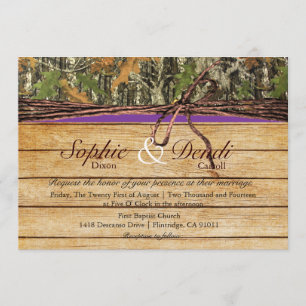 Rustic Camo Wood Wedding Uitnodiging