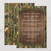 Rustic Camo Wood Wedding Uitnodiging (Voorkant / Achterkant)