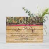 Rustic Camo Wood Wedding Uitnodiging (Staand voorkant)