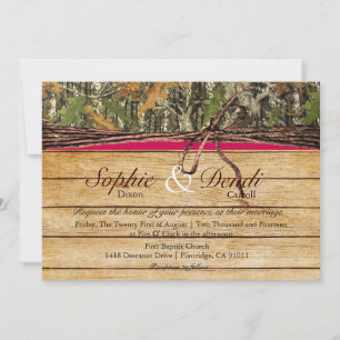 Rustic Camo Wood Wedding Uitnodiging
