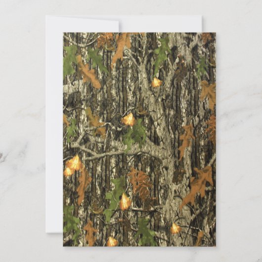 Rustic Camo Wood Wedding Uitnodiging (Achterkant)