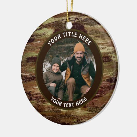 Rustic Camouflage Foto gepersonaliseerd Keramisch Ornament (Links)