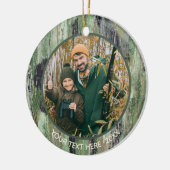 Rustic Camouflage Fotonaam Keramisch Ornament (Links)