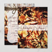 Rustic Camouflage Lace Wedding Invitations Kaart (Voorkant / Achterkant)