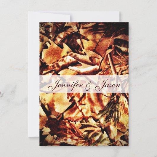 Rustic Camouflage Lace Wedding Invitations Kaart (Voorkant)