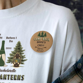 Rustic Camp Bach Bruids Crew Badge | Naam & Rol Ronde Button 5,7 Cm