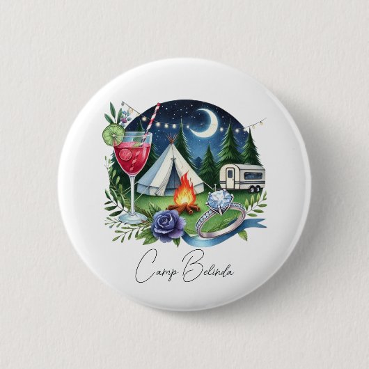 Rustic Camp Bride Gepersonaliseerde vrijgezellenfe Ronde Button 5,7 Cm (Voorkant)