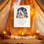 Rustic Camp Bride vrijgezellenfeest/weekend Spandoek<br><div class="desc">Voeg een charmant tintje toe aan uw vrijgezellenfeest of -weekend "Camp Bride" met deze rustieke banner. Met een gezellige illustratie van een tent onder de sterren, een kampvuur, lantaarns en bloemaccenten, is deze banner perfect voor bruiden die van buiten houden. Volledig aanpasbaar met de naam van de bruid en de...</div>