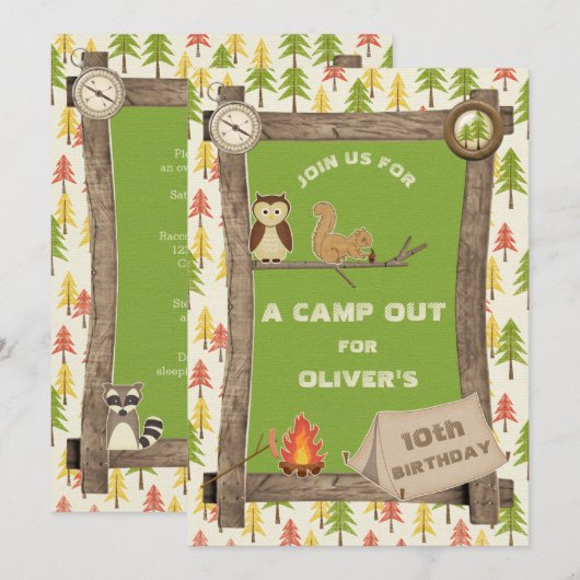 Rustic Camp voor verjaardagsfeestje Kaart (Voorkant / Achterkant)