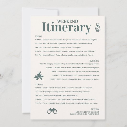 Rustic Camp Weekend Retreat Bachelorette Kaart (Achterkant)