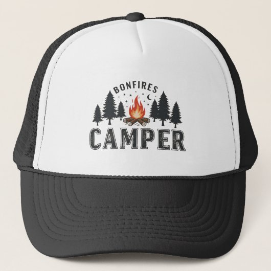 Rustic Camper Bonfire Adventure Baseball Cap Trucker Pet (Voorkant)