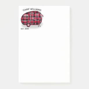 Rustic Camper Red Buffalo Pset Monogram Naam 4x6 Post-it® Notes