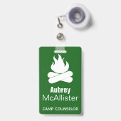 Rustic Campfire & Trees | Camp Counselor Badge (Voorzijde met uittrekbare clip)