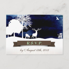 Rustic Campground Wedding RSVP met Deer en Trees Kaartje