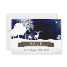 Rustic Campground Wedding RSVP met Deer en Trees