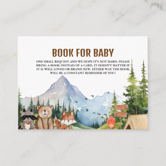 Rustic Camping Adventure Baby shower Boek Aanvraag Informatiekaartje (Voorkant)