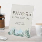 Rustic Camping Birthday Favors Sign Reclamebord Met Voetstuk (Insitu)