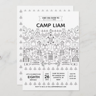 Rustic Camping Birthday Party Invitation for a Boy Kaart