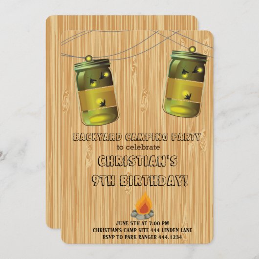 Rustic Camping Birthday-uitnodigingen Kaart (Voorkant / Achterkant)