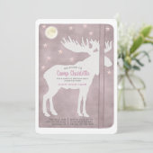 Rustic Camping Birthday White Moose Dusty Pink Kaart (Staand voorkant)