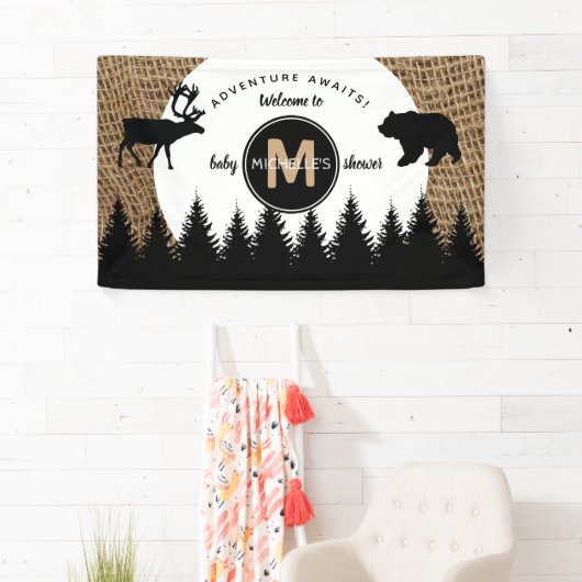Rustic Camping Outdoor Adventure-Baby shower Spandoek (Insitu)