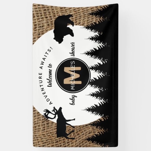 Rustic Camping Outdoor Adventure-Baby shower Spandoek (Verticaal)