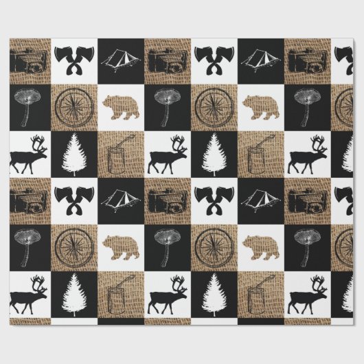 Rustic Camping Outdoor Adventure Cadeaupapier (Vlak)