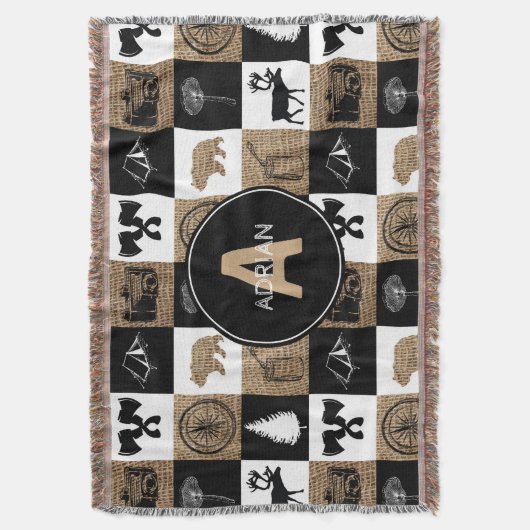 Rustic Camping Outdoor Adventure Deken (Voorkant Verticaal)