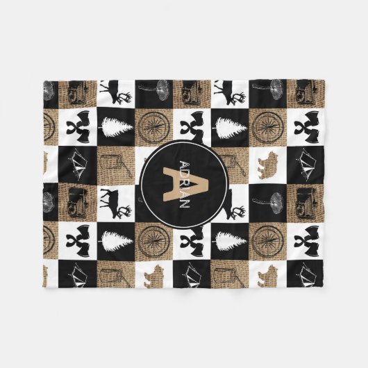 Rustic Camping Outdoor Adventure Fleece Deken (Voorkant (Horizontaal))